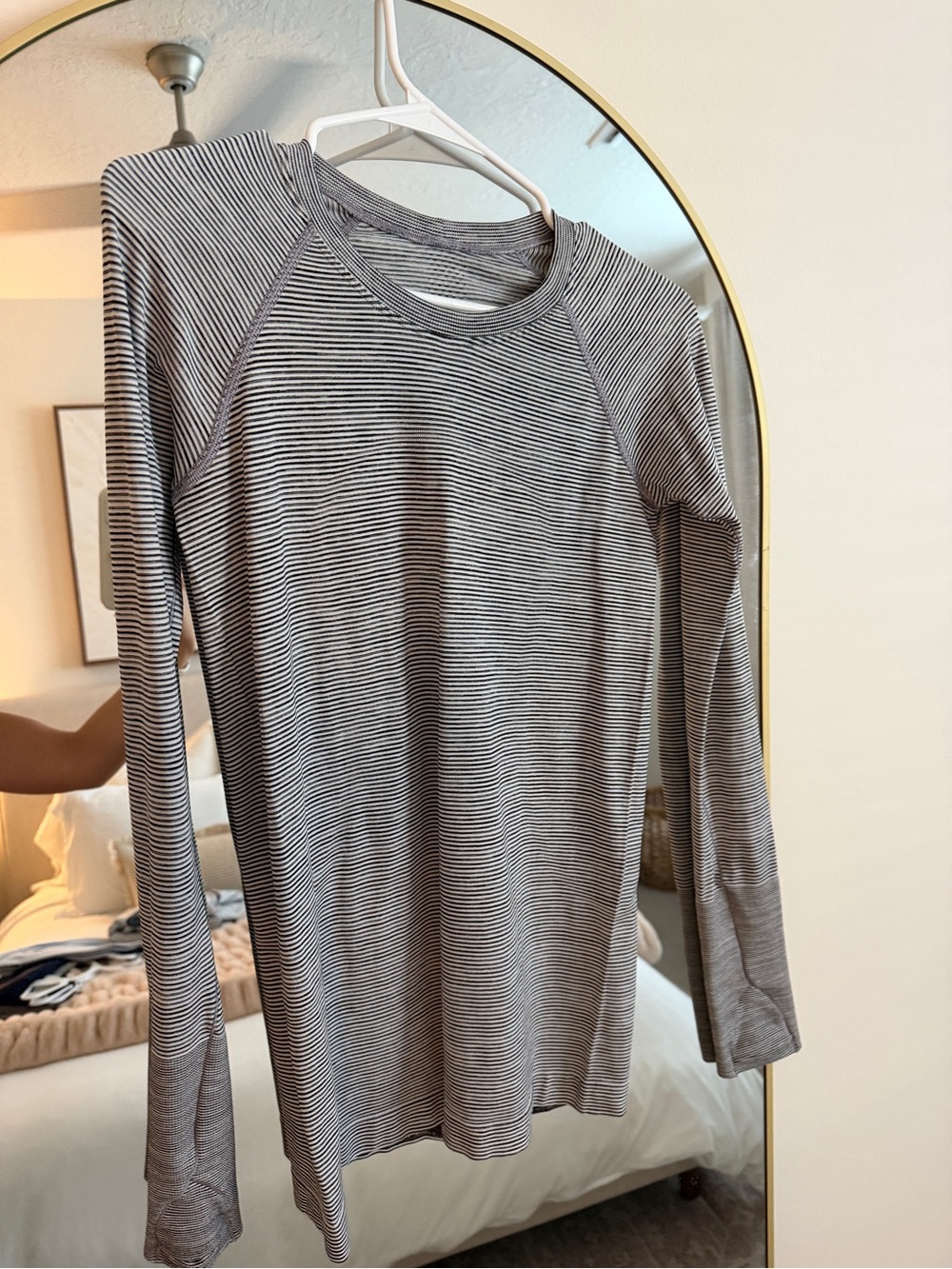 lululemon athletica Swiftly Tech Long Sleeve Striped Top - Gray & White